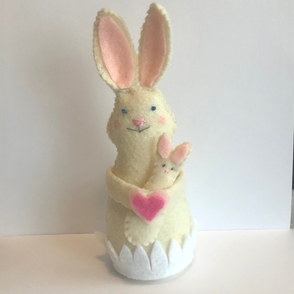Momma and baby Bunny Felt Art Doll - Picture 5 of 5